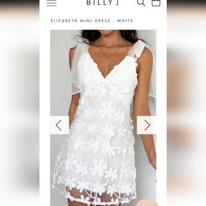 Billy J Elizabeth Mini Dress Floral Embroidery Tulle Tie-up Straps P2P 17 in.
